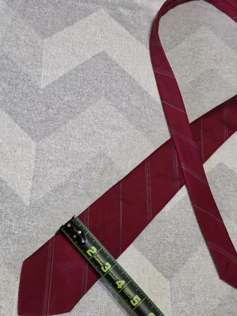Christian Dior Burgundy Striped Silk & Polyester Tie Made In USA